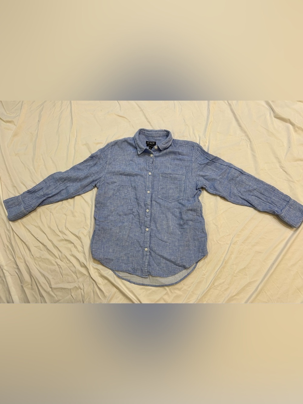 J. Crew Womens Blue Linen Button-Down Shirt EUC